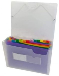 Carpeta fuelle fº 12 departamentos multicolor con cierre de gomas